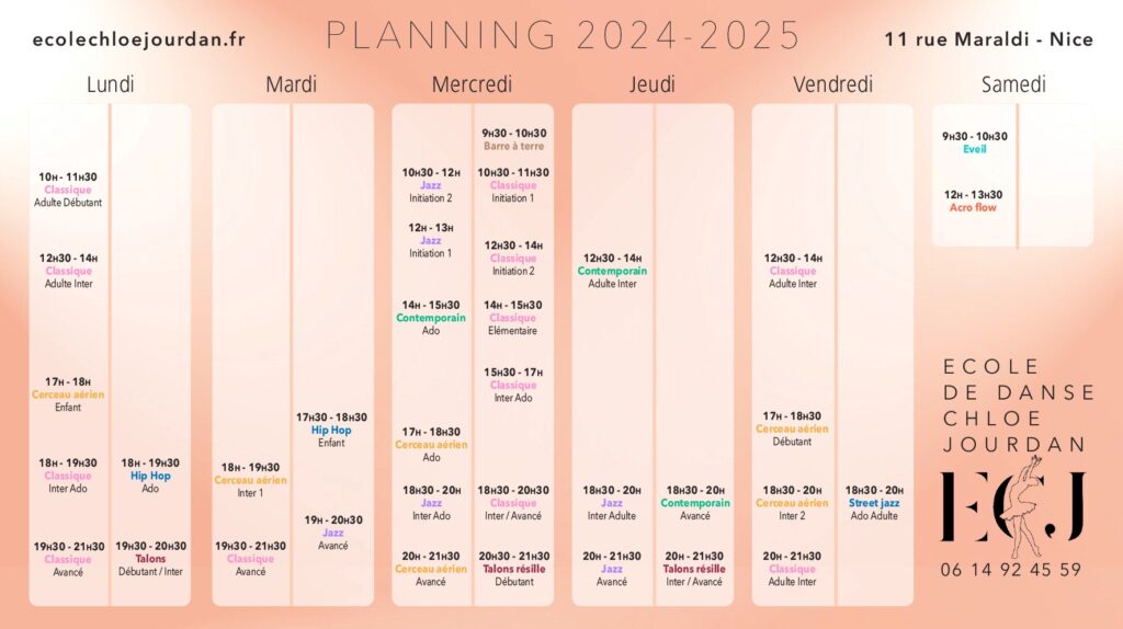 cours de cerceau aérien nice cours de danse classique nice opéra nice cours de danse jazz nice cours de danse contemporain nice cerceau aérien cours de danse moderne nice cours de danse hip hop nice école de danse ecj école chloé jourdan nice riquier nice st roch dance ballet pointes pointe cours adultes adulte enfants enfant ado ados intermédiaire intermédiaires débutant débutants avancé avancés danser alpes maritimes côte d'azur concours acrobatie barre à terre renforcement musculaire gala spectacle spectacles 2024 2025 opéra danseuse danseur danseuses danseurs jourdan chloé pauline alemany claude gamba laetitia pujol aurélia zabal paméla gamez manon chirio gaia garatti candice pascale location salle stage stages workshop éveil 